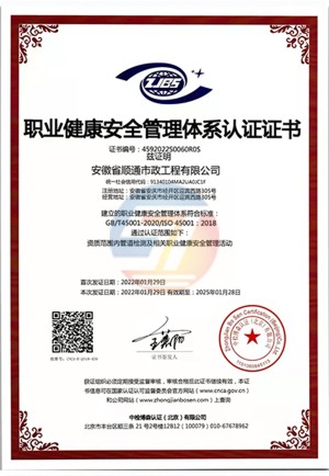 職業(yè)健康安全管理體系認(rèn)證證書(shū)